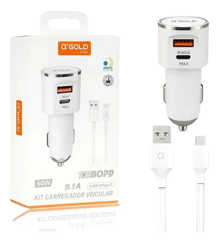 Carregador Veicular Turbo USB/TIPO C 60w 9.1a CJ06-3