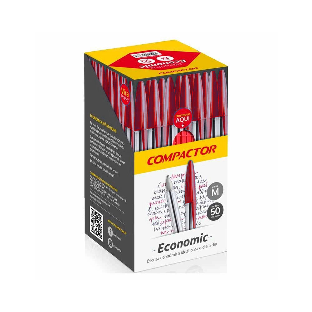 Caneta Compactor Economic Vermelha 