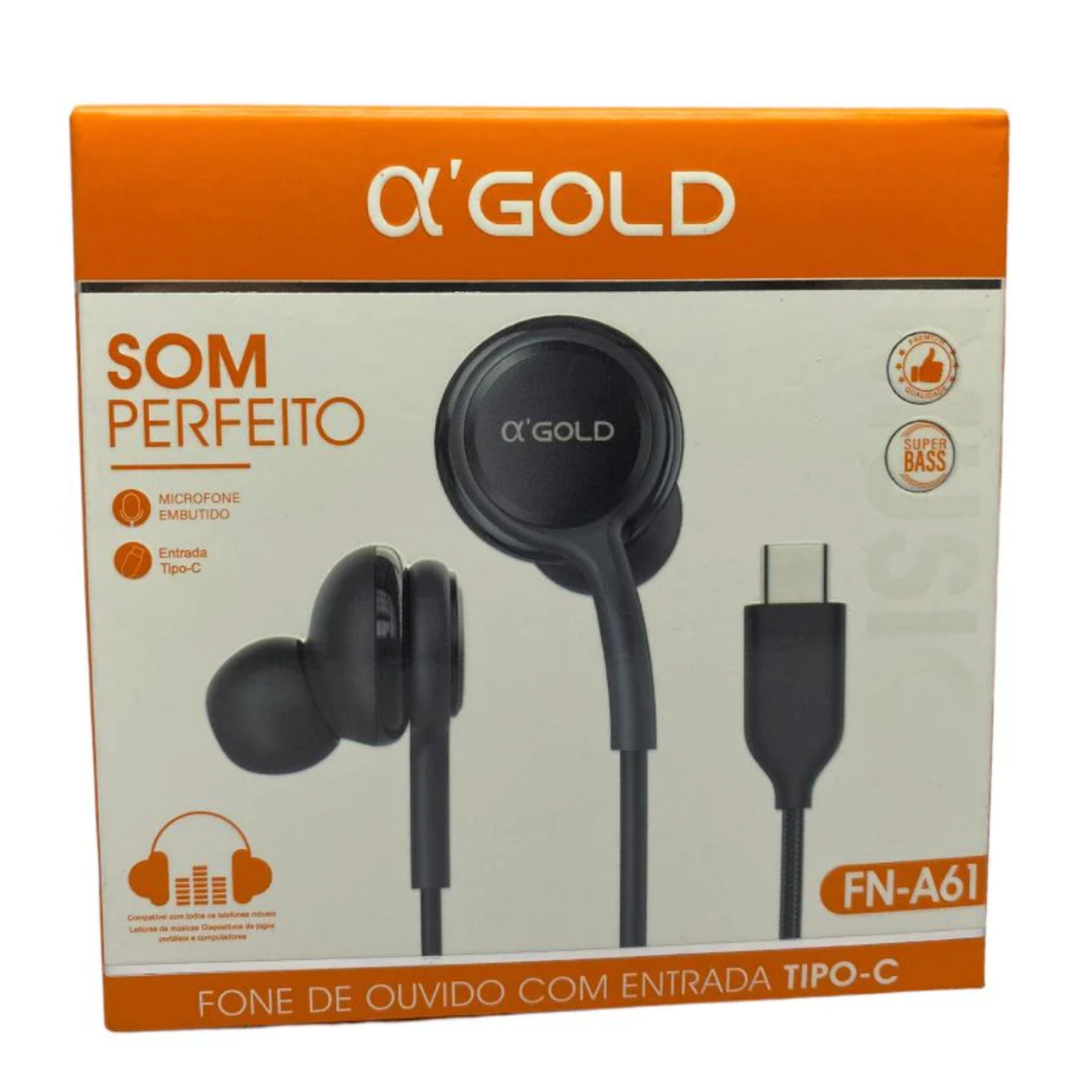Fone TIPO C PRETO FN-A61