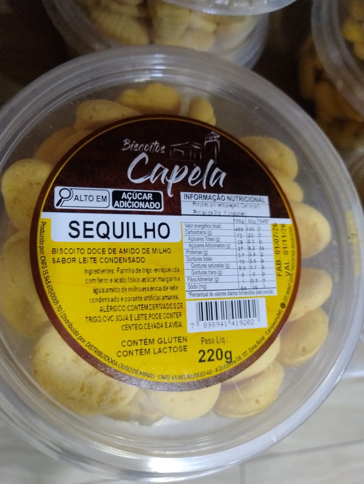 BISCOITO SEQUILHOS - CAPELA 250 G