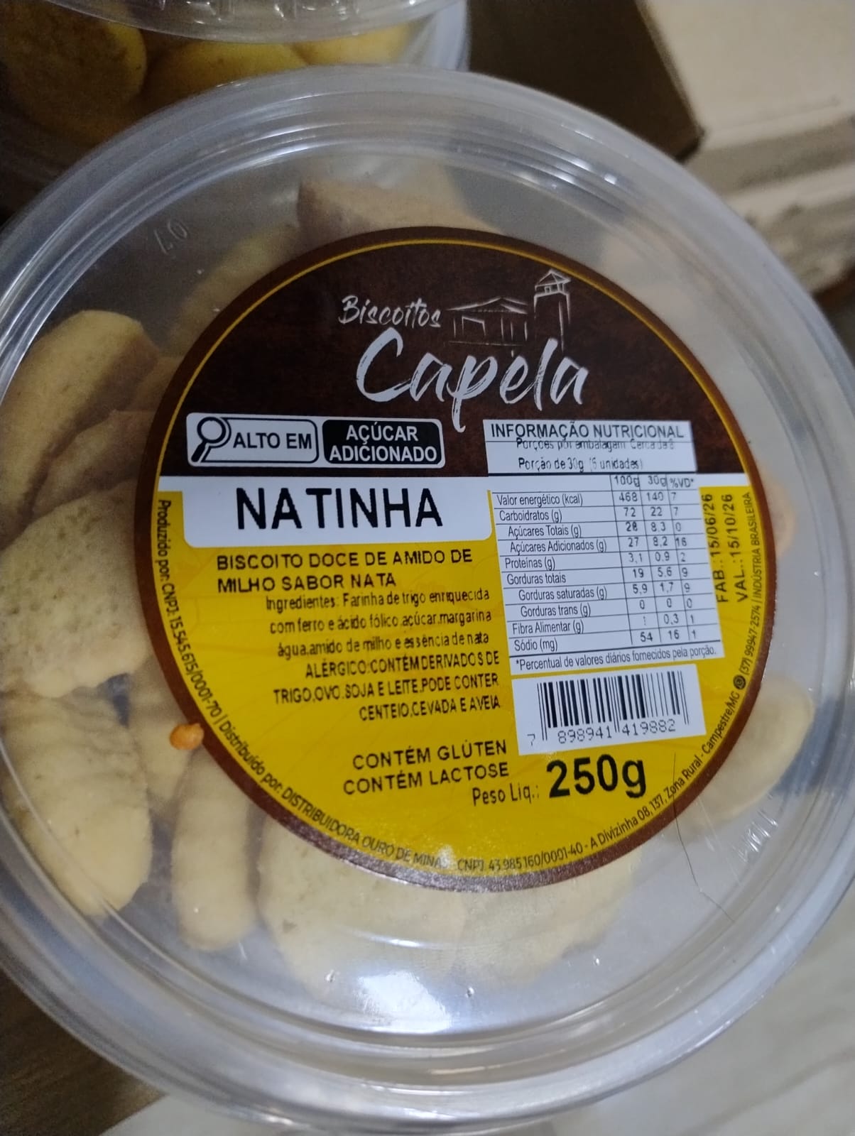 BISCOITO TRAD NATINHA 250G CAPELA