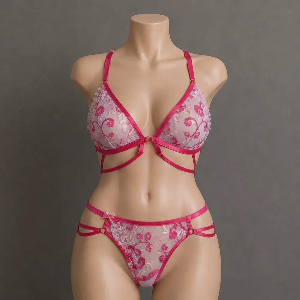 Conjunto rosa sem bojo 