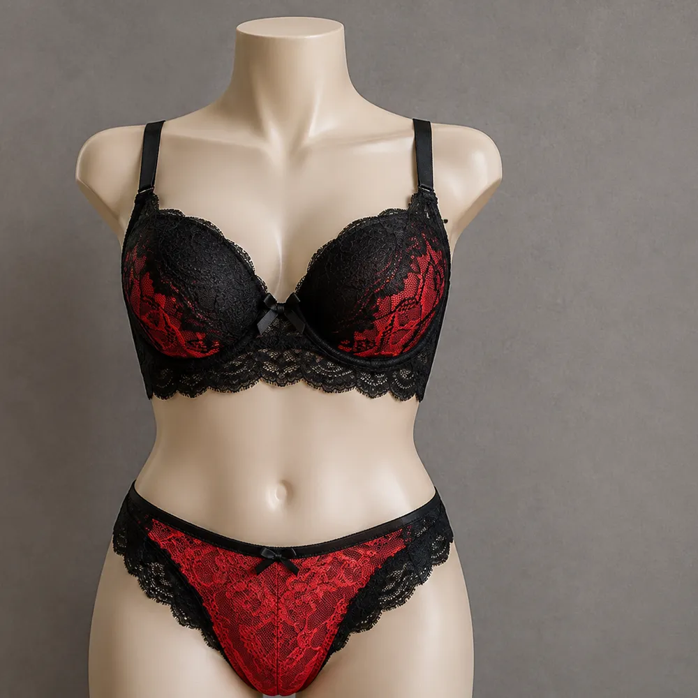 Conjunto preto com vermelho 