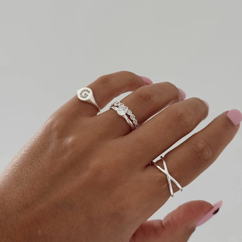 Kit Mix de Anéis Minimalistas e Cravejados - Prata 925