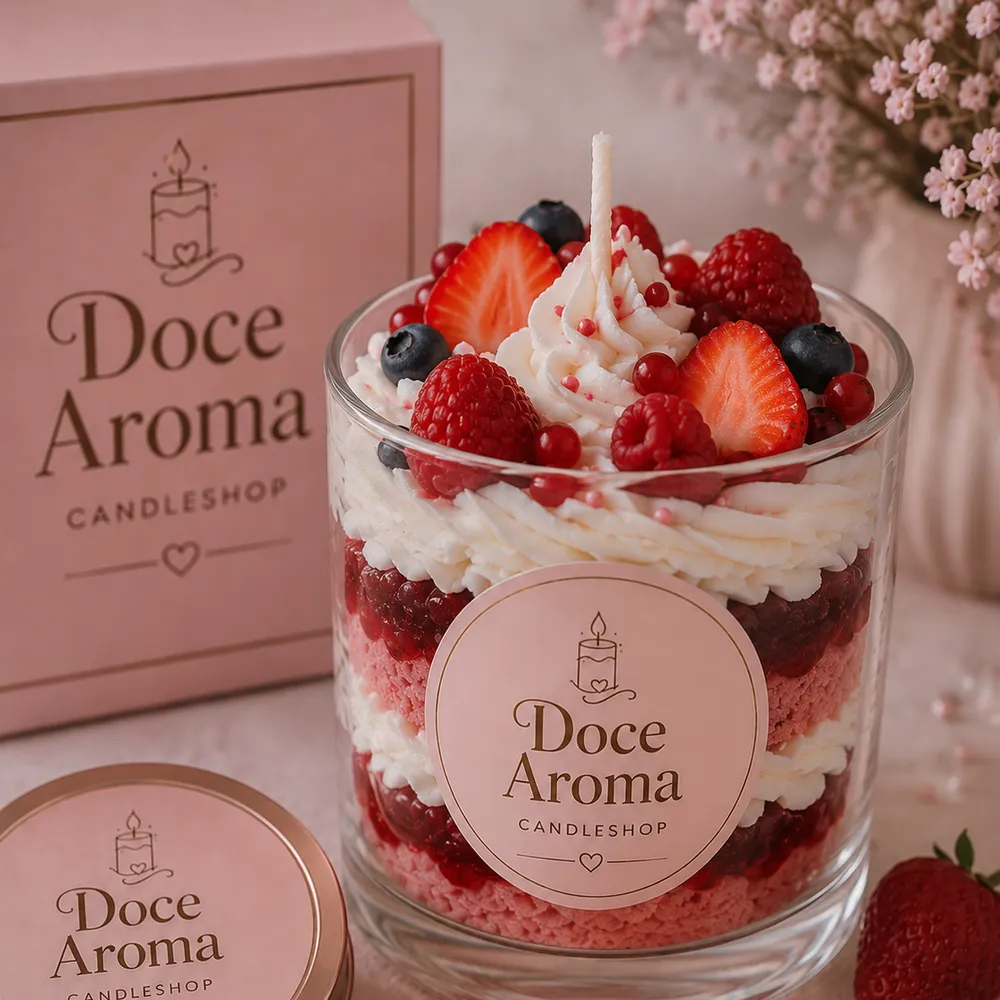 🍓 Vela Chantilly com Frutas Vermelhas