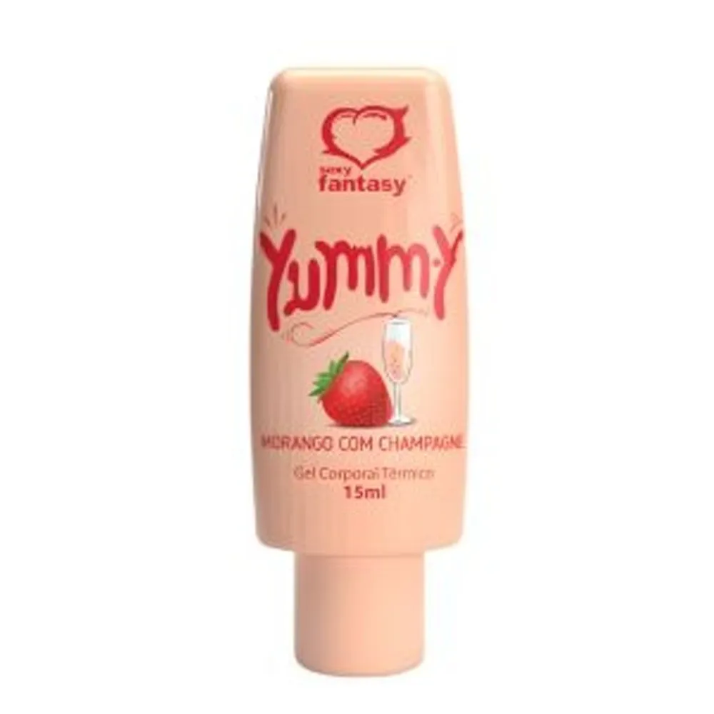 Gel Térmico Comestível Yummy 15ml morango com champanhe sexy fantasy