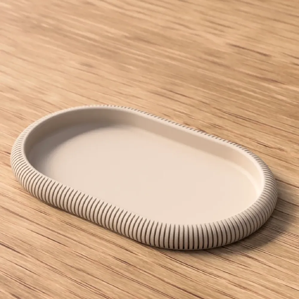 Bandeja Decorativa Oval com Borda Texturizada
