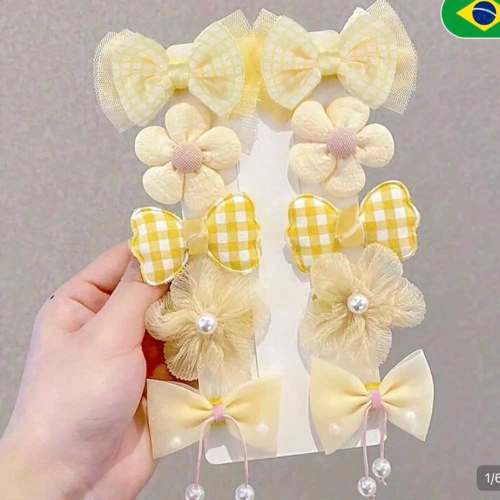10 peças presilha amarelas 