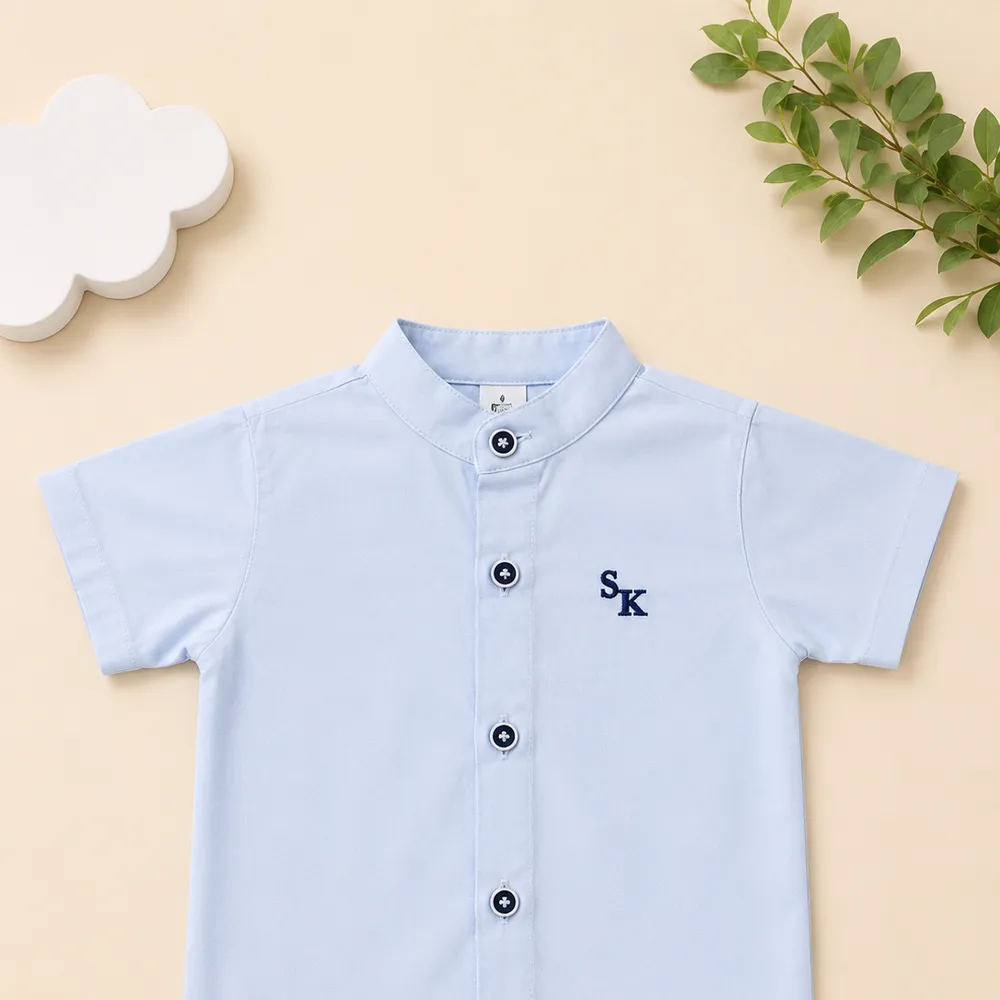 Camisa gola padre 6 a 12 meses manga curta