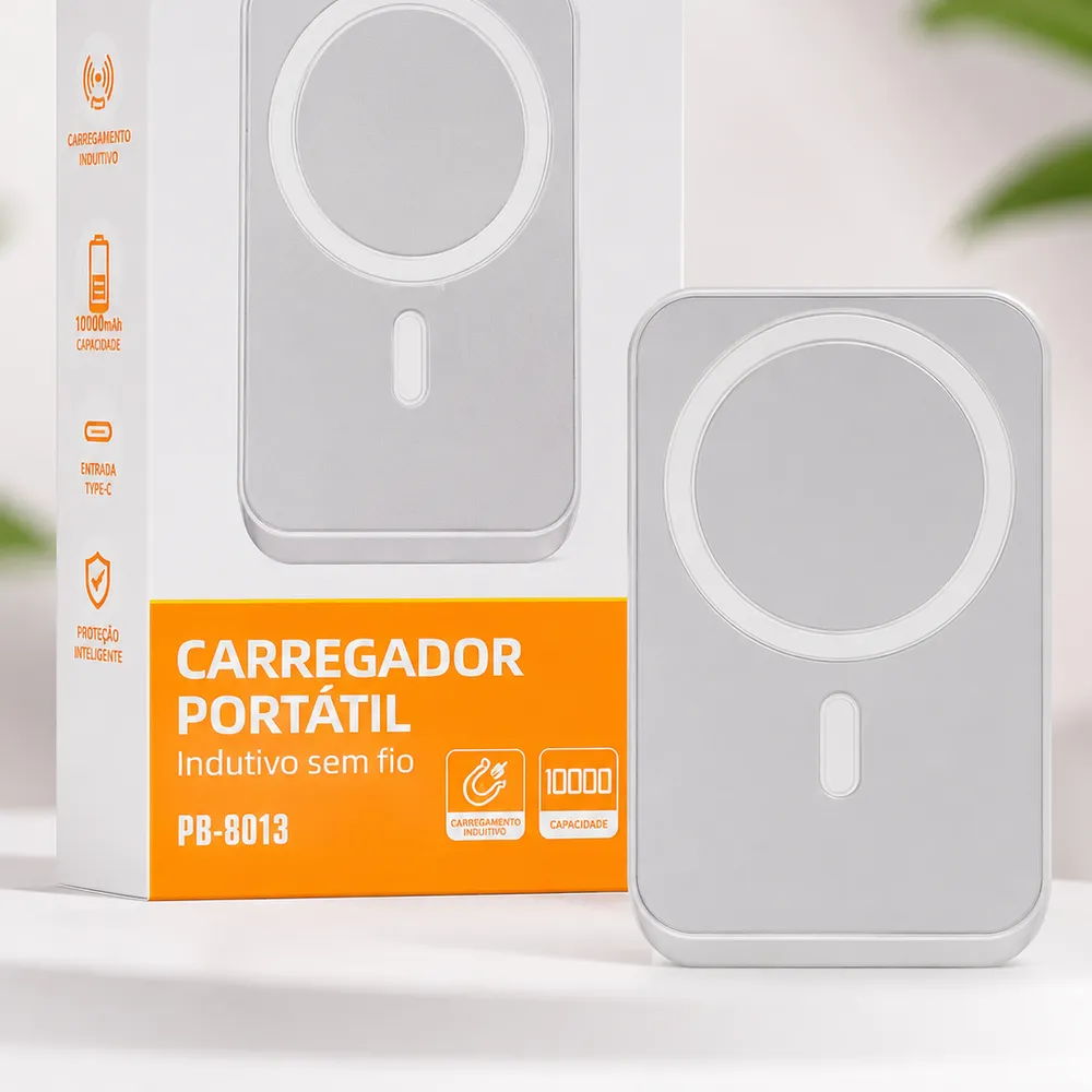 CARREGADOR PORTÁTIL KAIDI INDUTIVO SEM FIO 