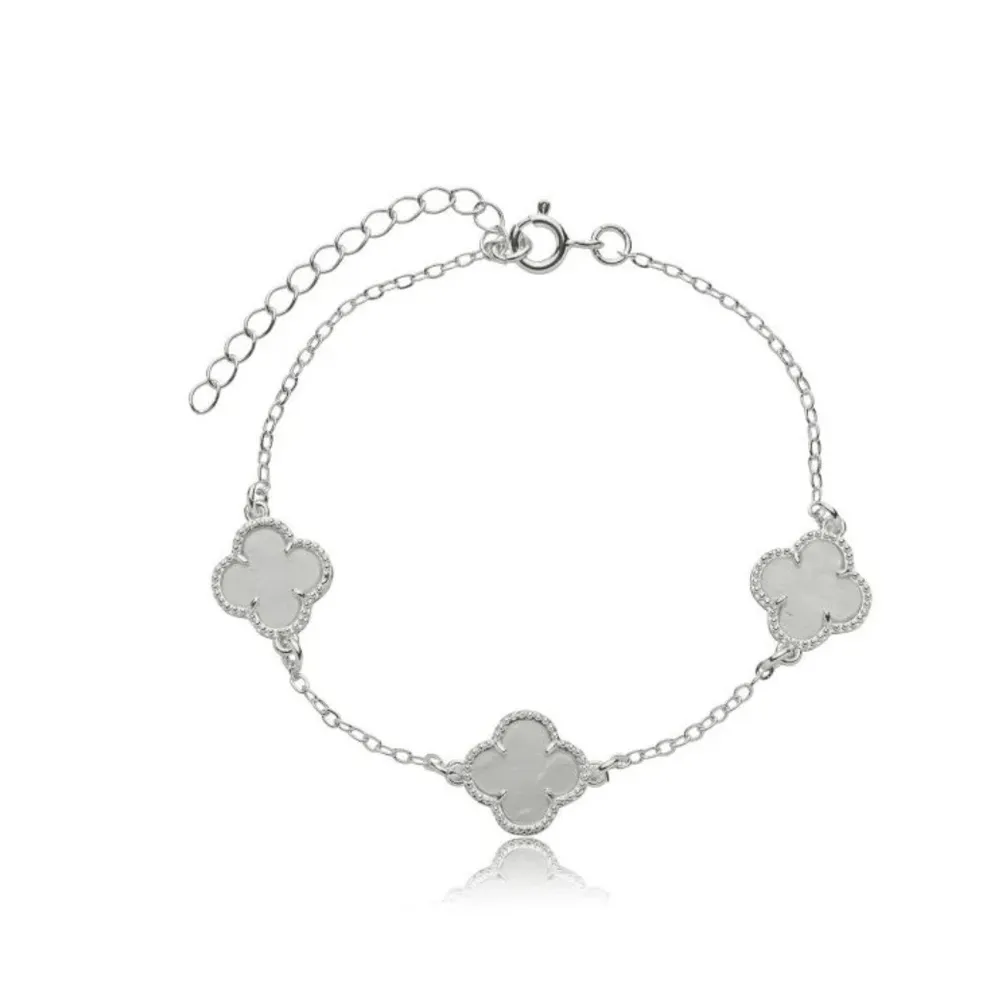 Pulseira prata trevo 