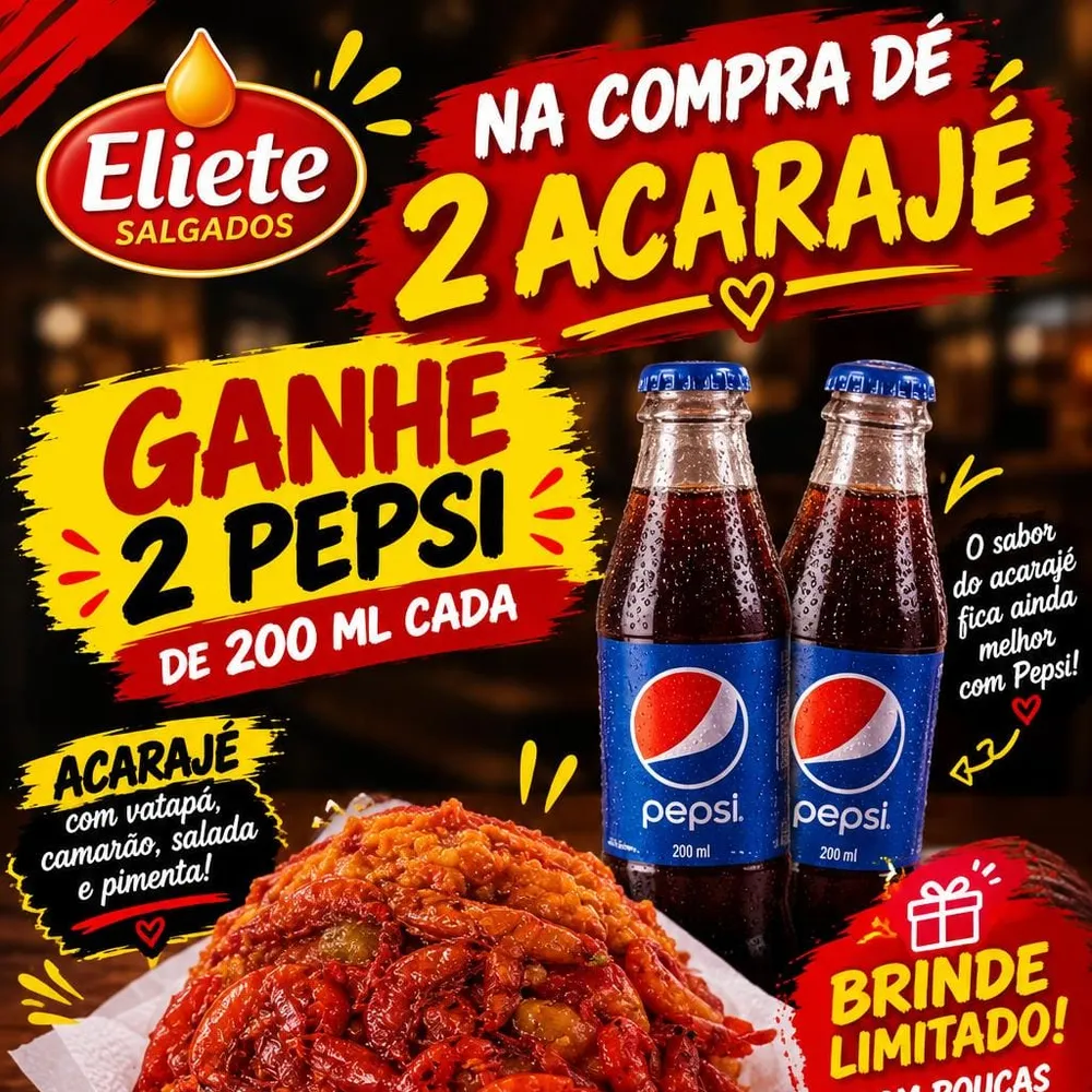 COMPRA DE 2 ACARAJÉ GANHE 2 PEPSI