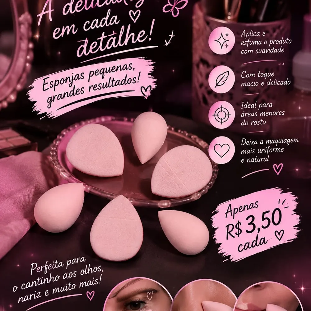 💄✨ Esponjinhas de Maquiagem — Coxinha e Queijinho ✨💕