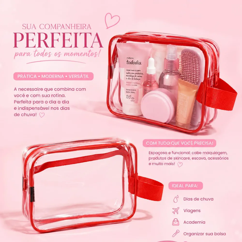 ❤️✨ Necessaire Vermelha Transparente ✨❤️