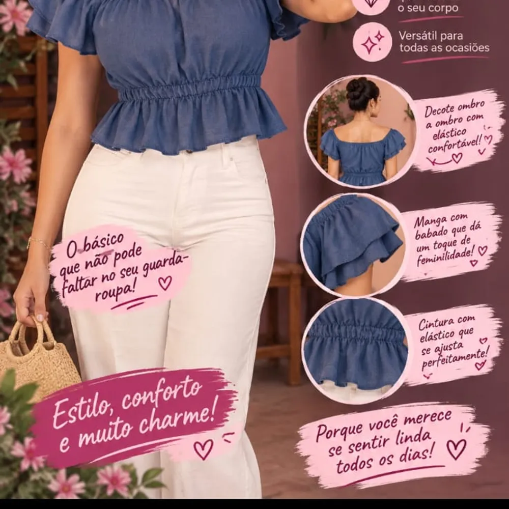 💙✨ Blusa Azul Feminina Ombro a Ombro ✨💙