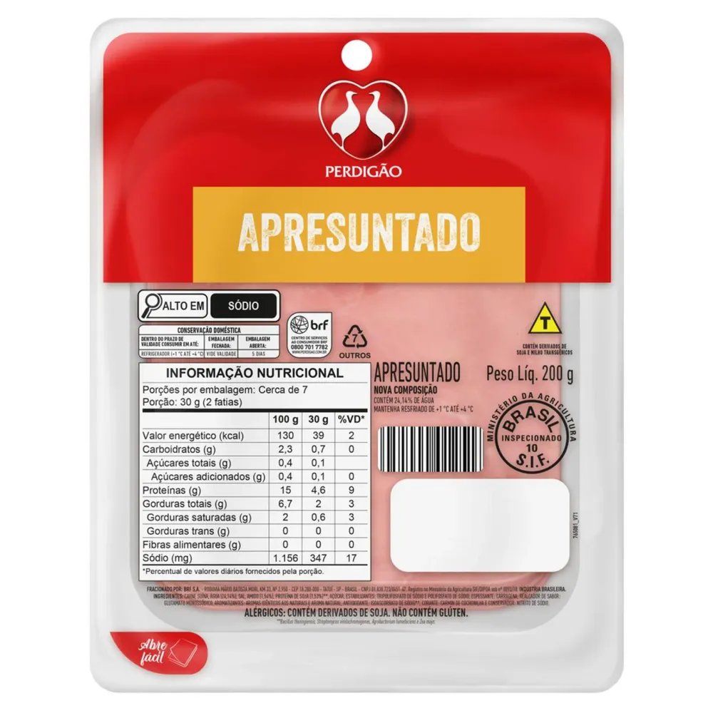 Apresuntado Perdigão 200g - fatiado