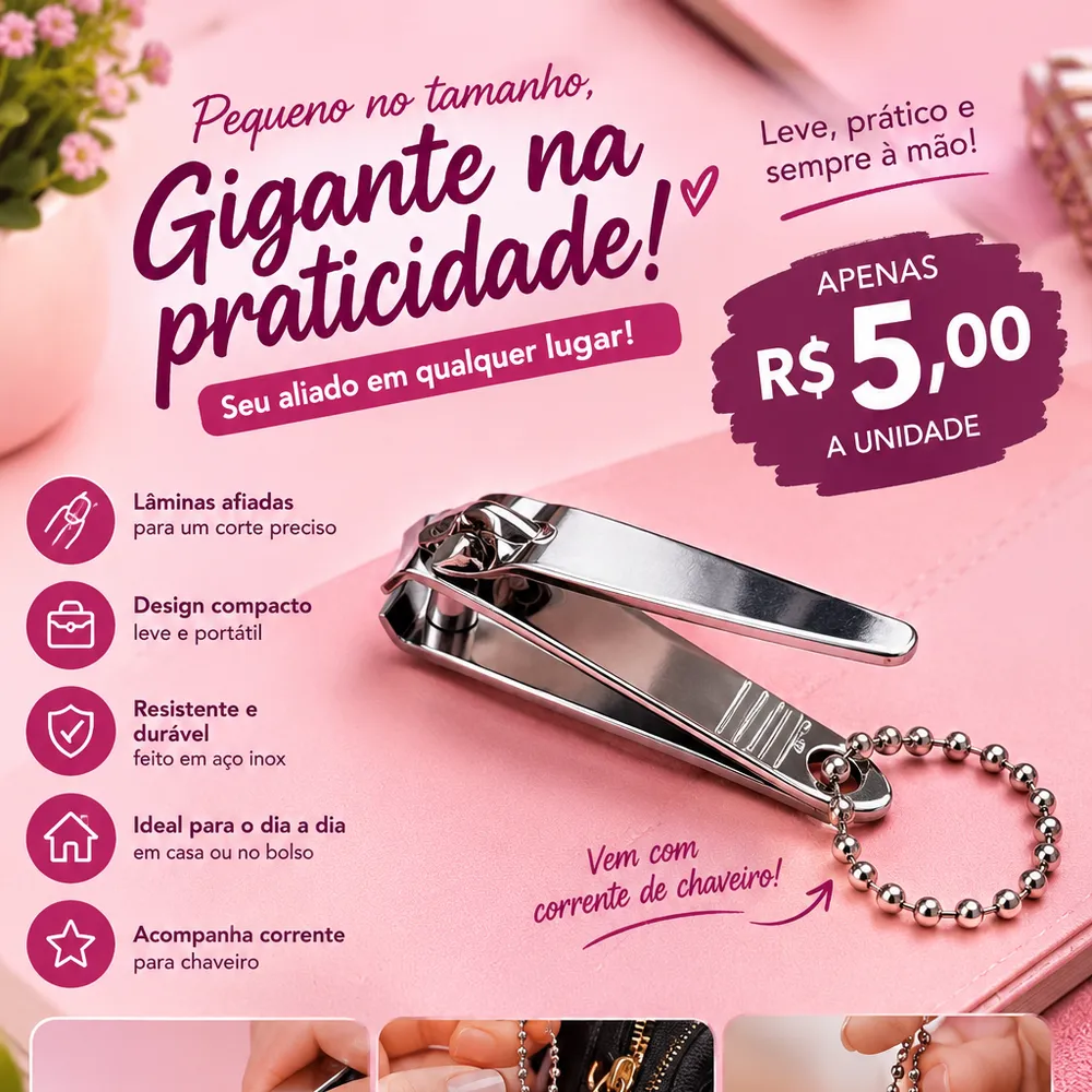 ✂️ Cortador de Unhas com Chaveiro