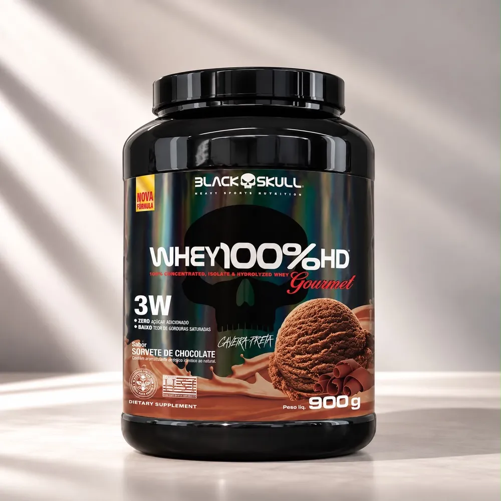 Whey 100% HD 900g Chocolate • Whey 100% HD 900g Morango