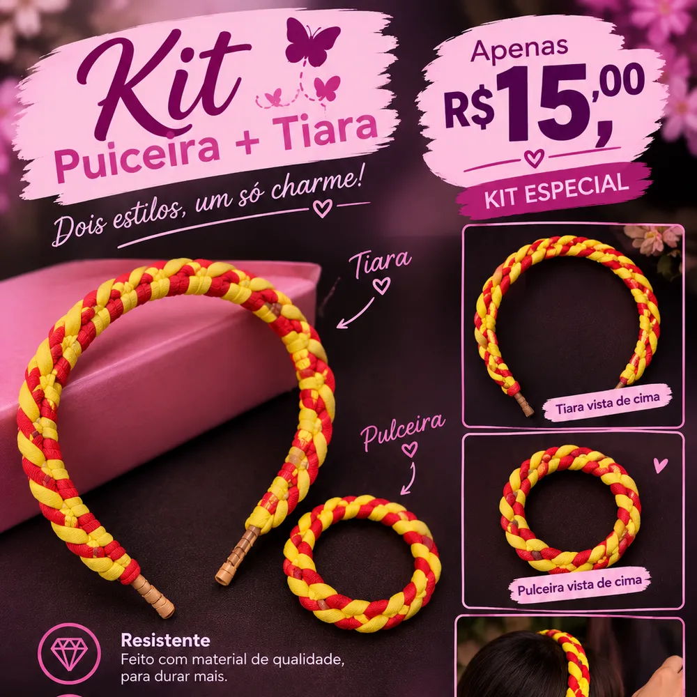 🎀 Kit Pulseira + Tiara Customizada