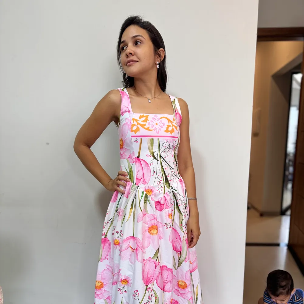 Floral rosado e azul 