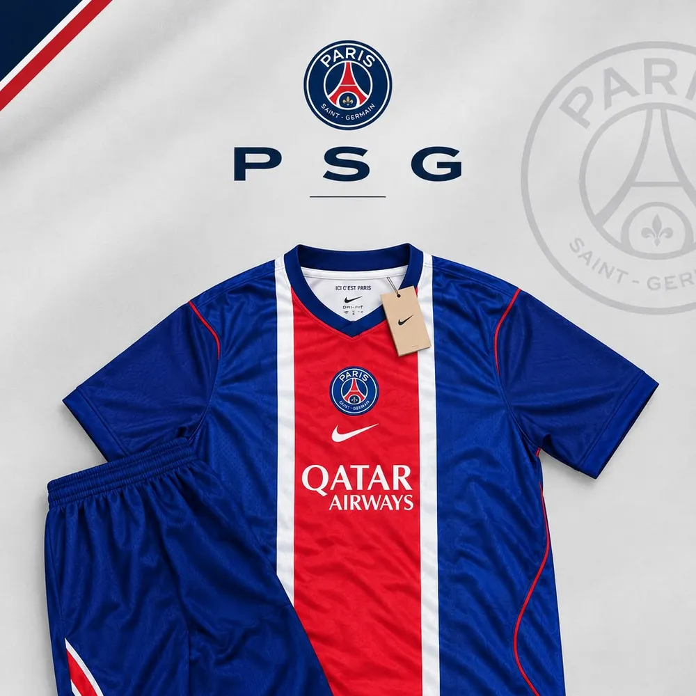 CONJUNTO PSG - AZUL C/LISTRAS VERMELHA