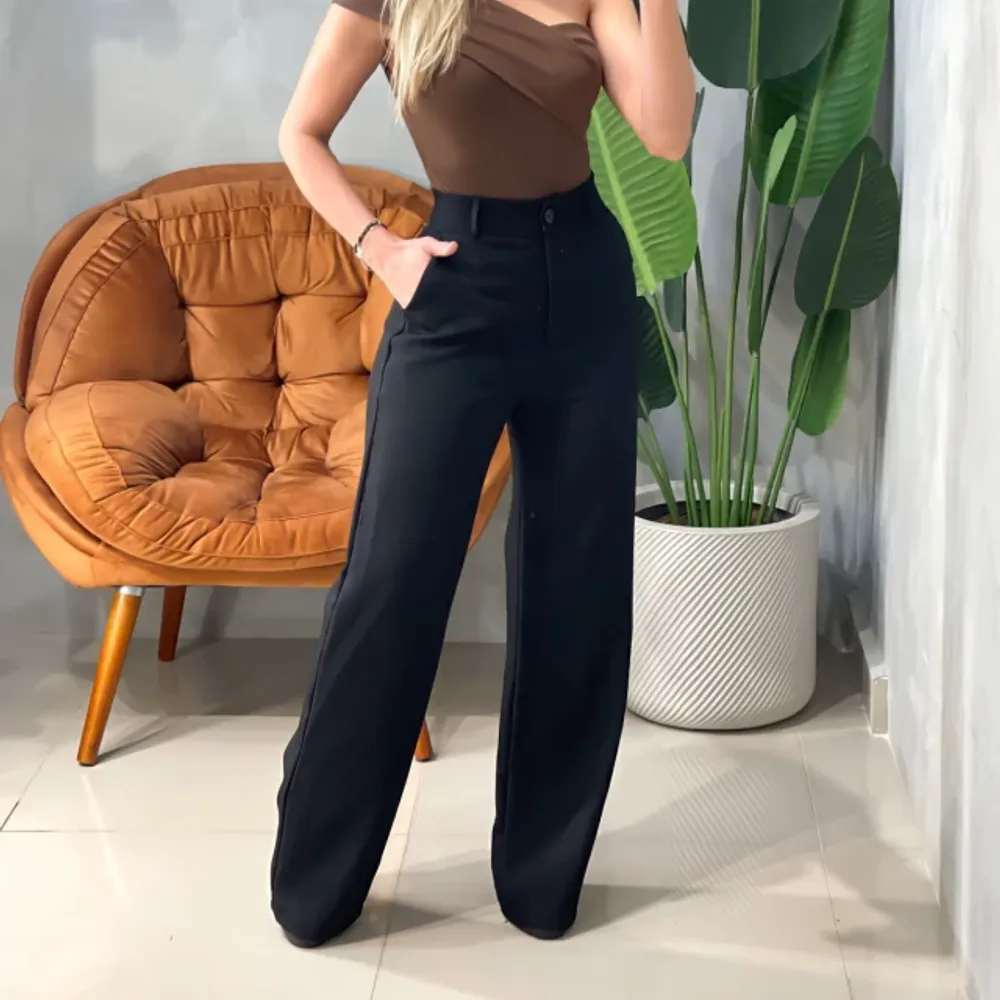 Calça Pantalona em Louis Twill Lara Ref. 2029 (M, Preto)