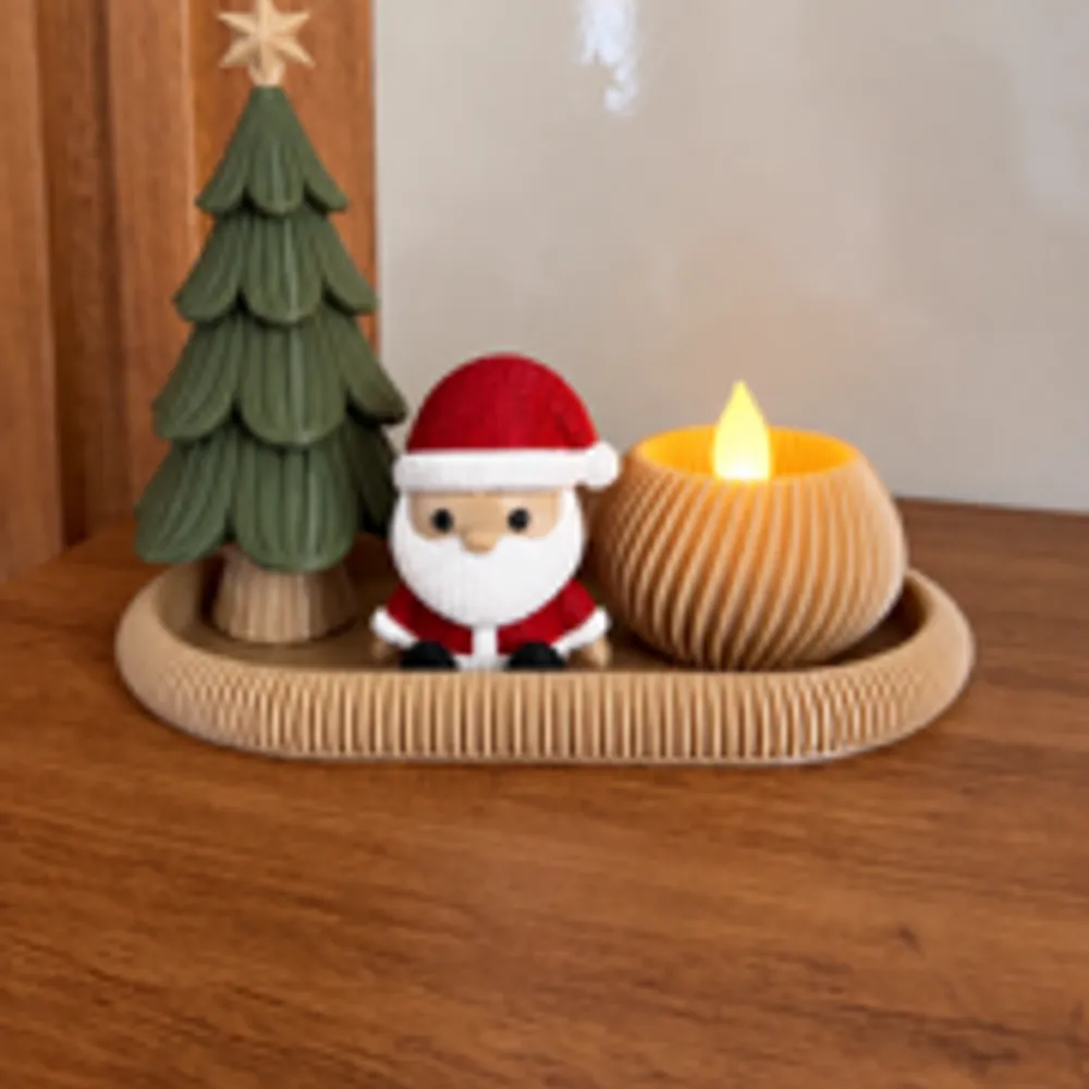 Kit Natal (arvore, papai noel, porta vela e bandeja)