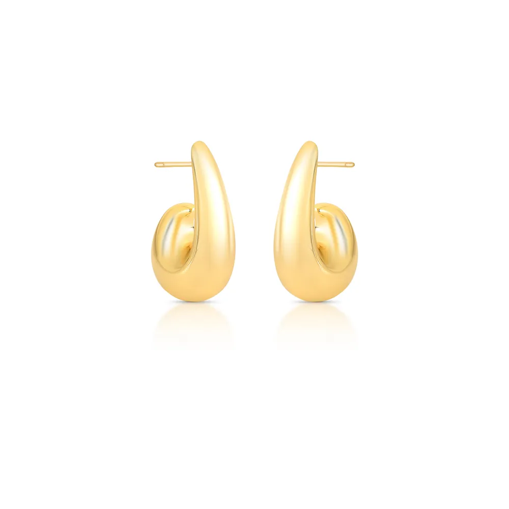 BRINCO MEDIO GOTA ABAULADO CURVO LISO 31X20X9MM BAN. DOURADO - 02439290600000