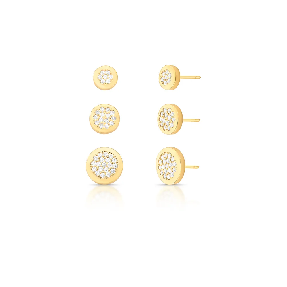 BRINCO TRIO ZIRCONIA REDONDO 8/10/12MM BAN. DOURADO /INCOLOR - 02426600601500