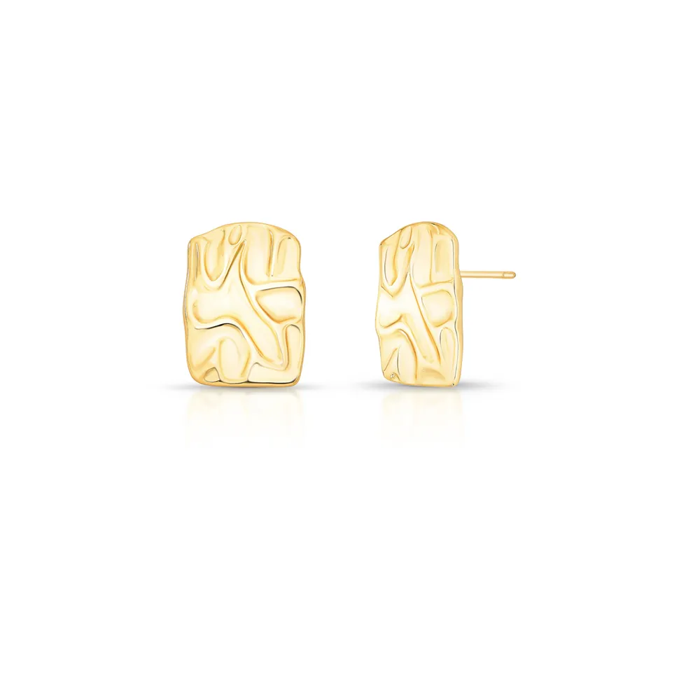 BRINCO MEDIO LISO RETANGULAR TRABALHADO TEXTURIZADO 21X15X2MM BAN. DOURADO - 02441890600000