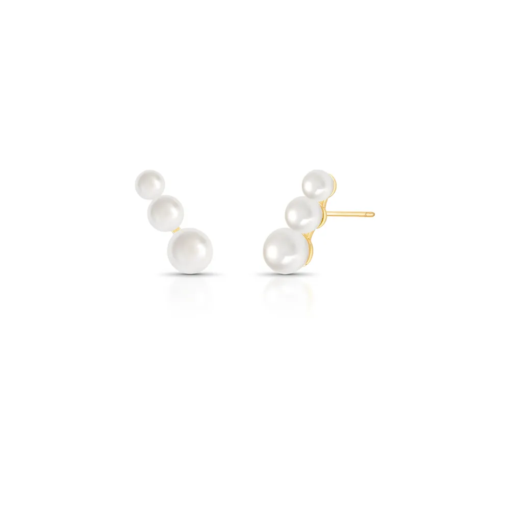 BRINCO EAR CUFF 3 PEROLA SHELL REDONDO DEGRADE CURVO 8MM/ 20X8X9MM BAN. DOURADO /BRANCO - 02157770601600
