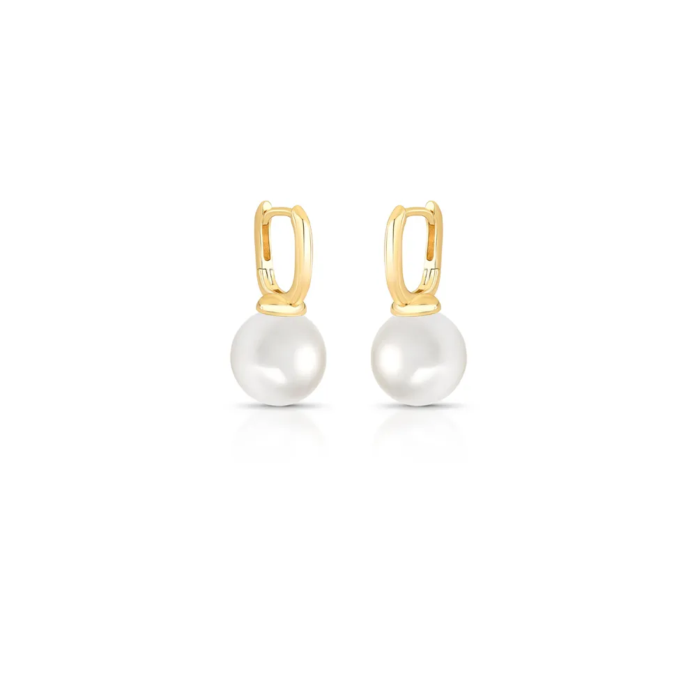 BRINCO ARGOLA RETANGULAR PEROLA SHELL REDONDO 12MM / 25X12X2MM BAN. DOURADO /BRANCO - 02434370601600