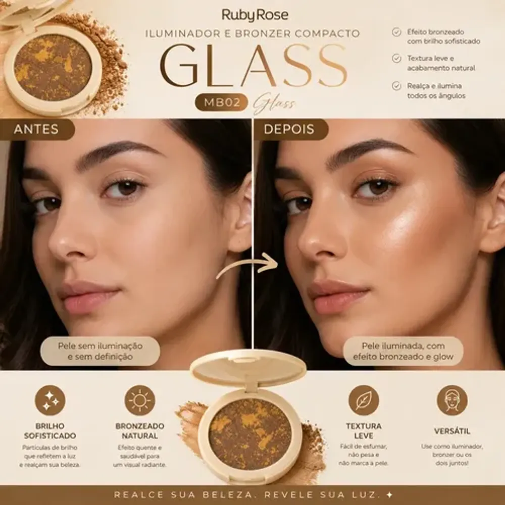 Bronzer e Iluminador GLASS Ruby Rose
