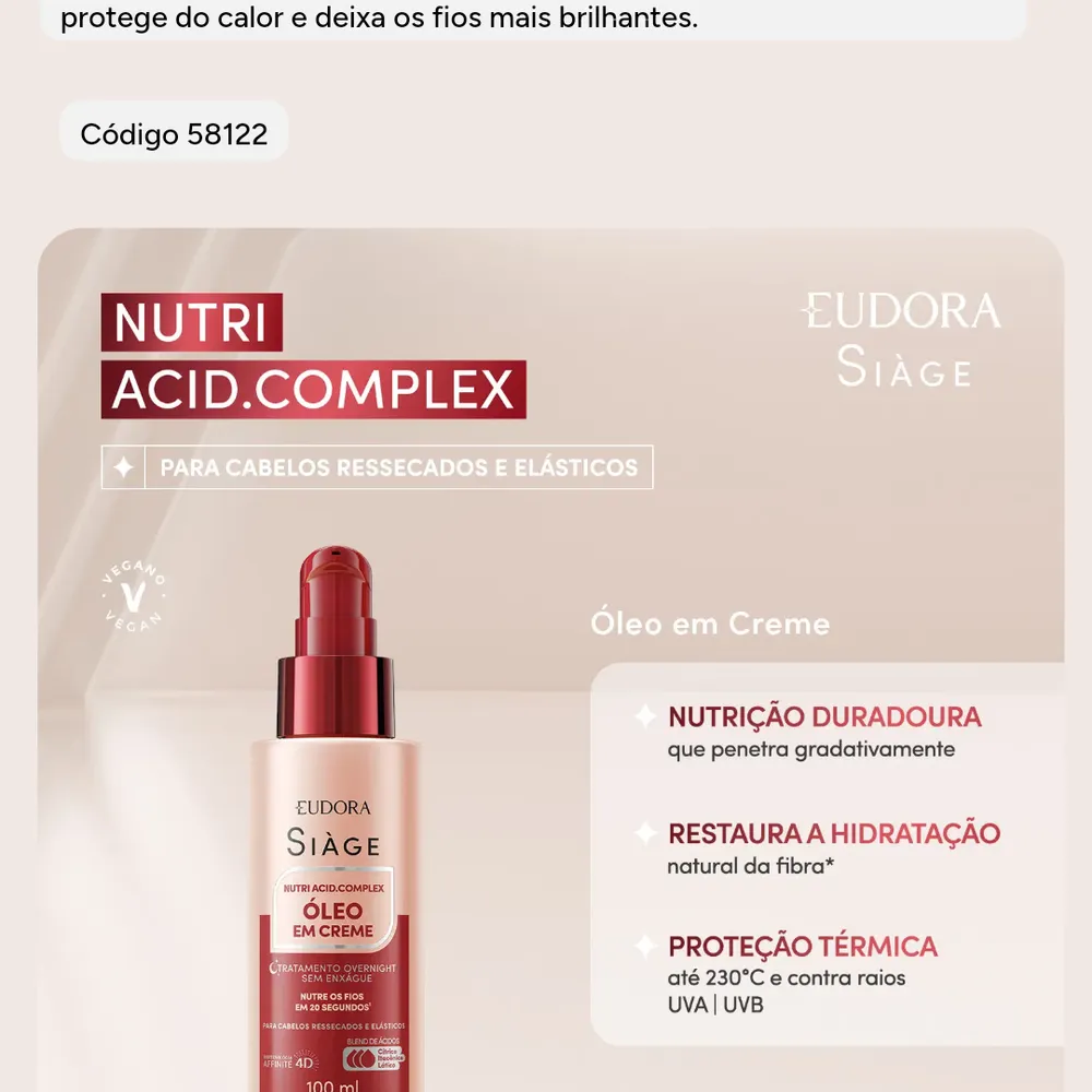 Óleo em creme Nutri Ácid. Complex 100ml