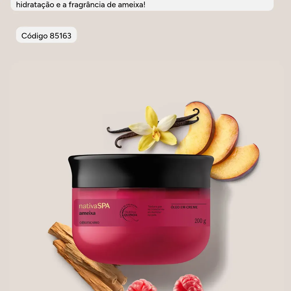 Óleo em creme corporal Nativa Spa Ameixa 200ml