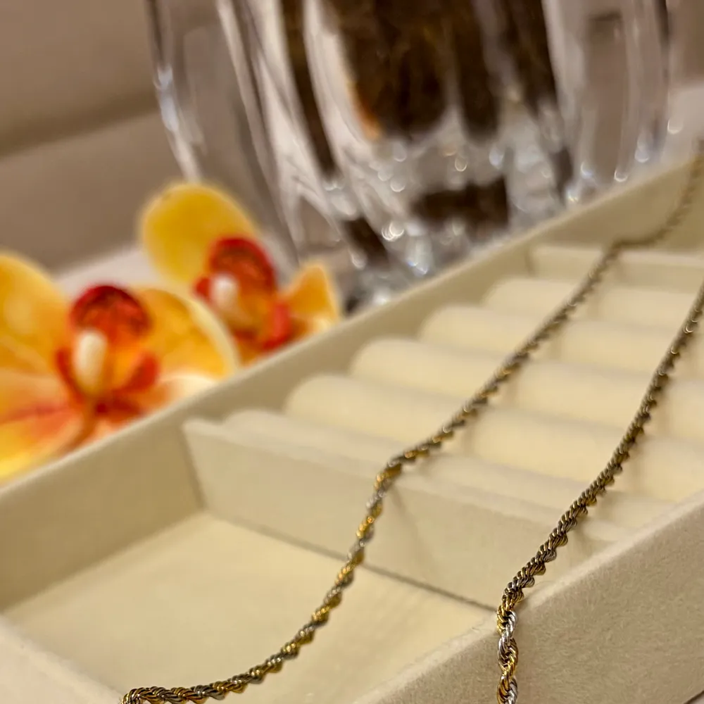 Colar cordão baiano bicolor em aço inoxidável