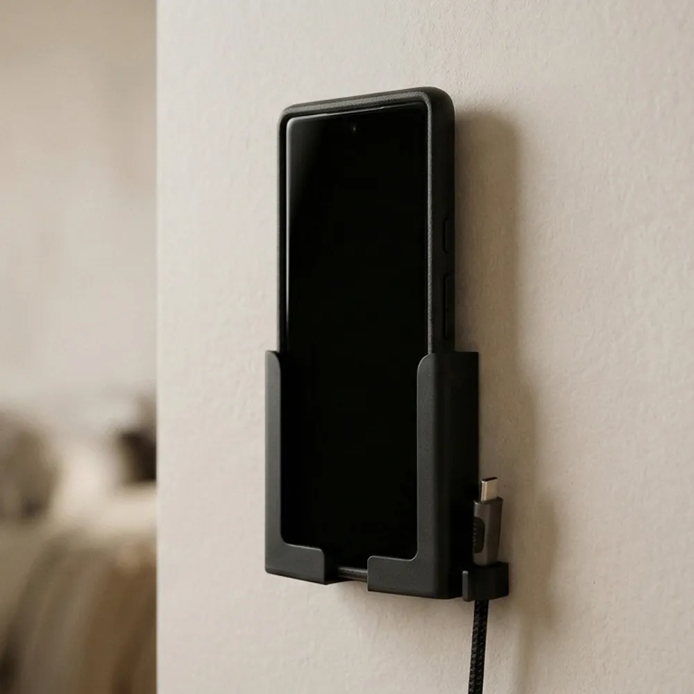 Suporte de Parede para Celular — com Suporte para Cabo