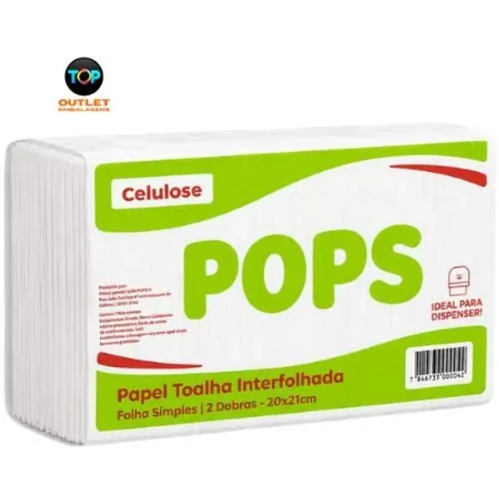 Papel Toalha Interfolha Premium Pops Extra Branco 20x21cm 1.000 folhas