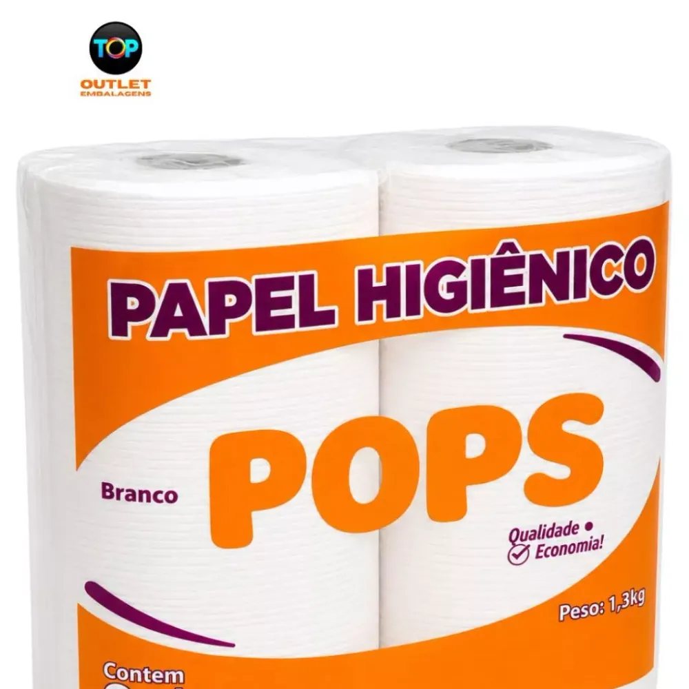 Papel Higiênico Rolão Pops Branco – Fardo com 8 Rolos