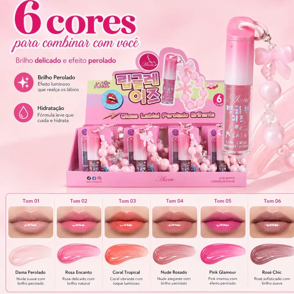 Gloss labial efeito pérola 