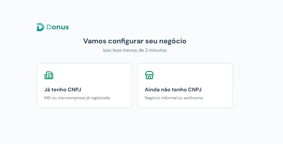 Escolha entre negócio com CNPJ e informal