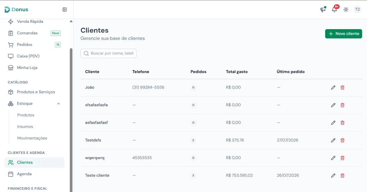 Cadastro de cliente