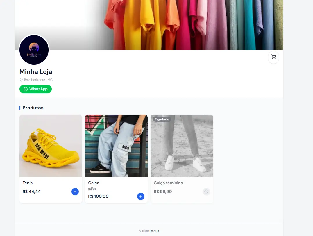 Loja online vista pelo cliente