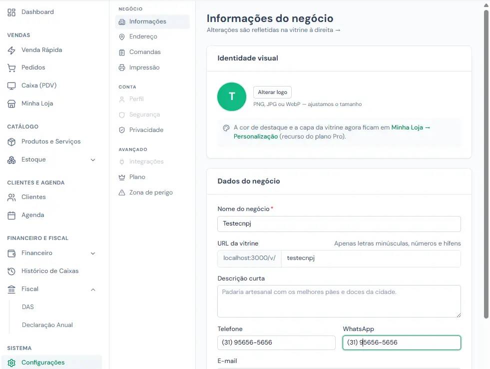 Configurações
