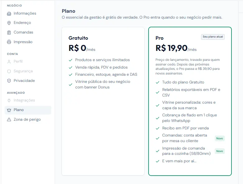 Tela de plano